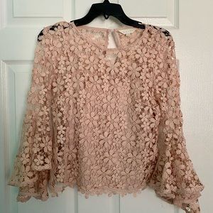 Blush Pink Adiva Lace Blouse - Size Small